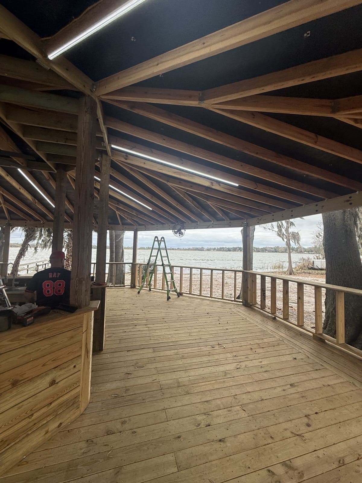 Lakeside pavilion with new electrical and lighting